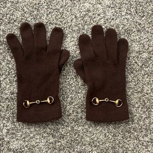 Brown Gloves with Gold Accents